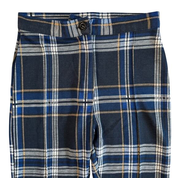 FREE PEOPLE COLLEGIATE BLUE PLAID SOFT PANTS SZ 2 ACADEMIA - Picture 3 of 4